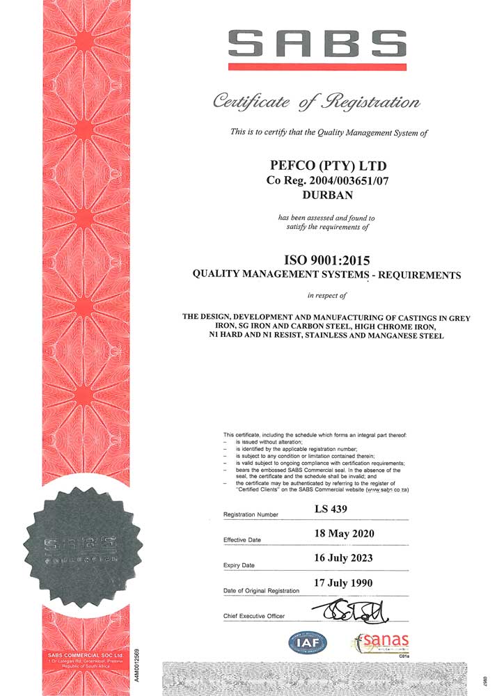 PEFCO SABS Accreditation